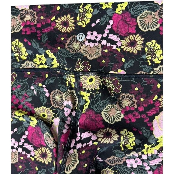 Lululemon Sz 8 Leggings Wunder Under Hi-Rise 28" Multi Floral Athletic Gym Boho - Picture 4 of 5